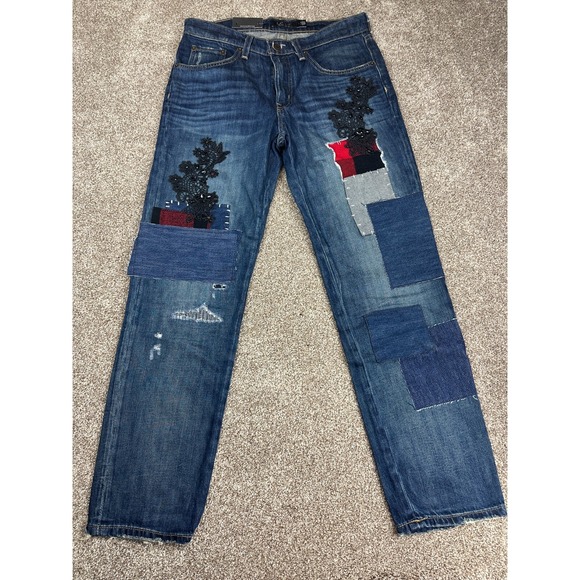 Lauren Ralph Lauren Women's Patchwork Relaxed Tapered Jeans‎ Sz 2 /Waist 26 ~NWT - Picture 1 of 16